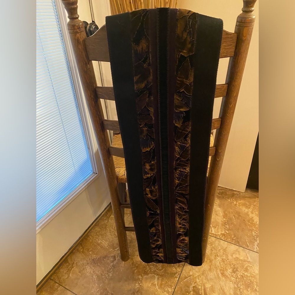 Coloratura Vintage Scarf Art to Wear Celestial heavy Wool floral design unique
